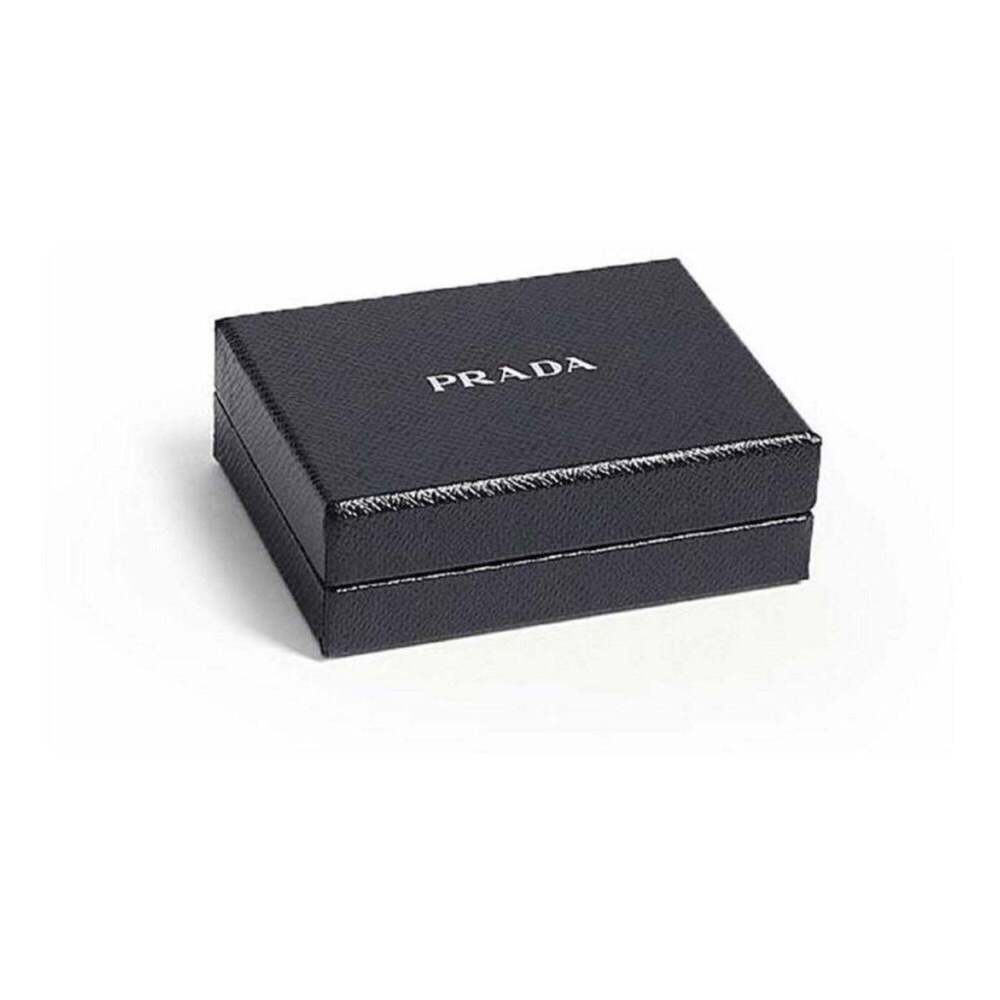 Prada Vitello Grain Blue Leather Triangle Logo Vertical Bifold - Picture 3 of 3